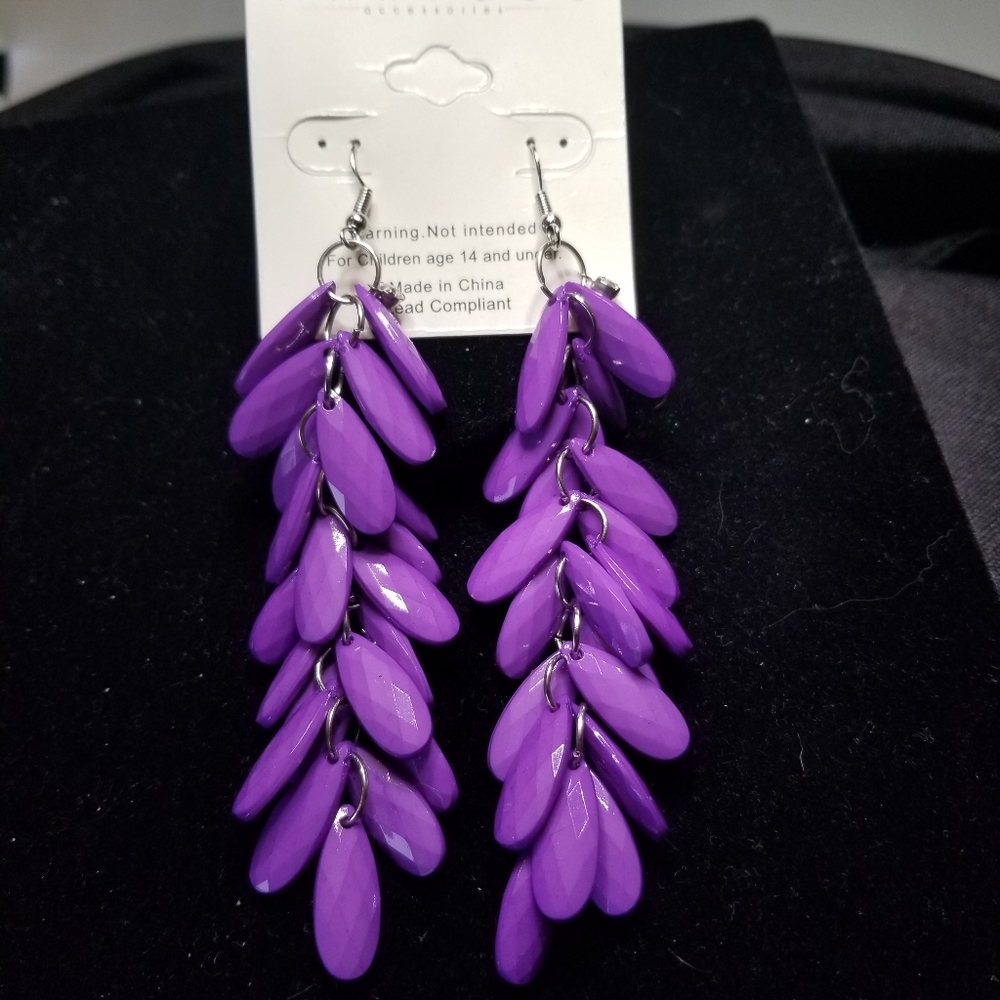 Mar Y Sol Purple Dangle Earings